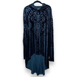 Killstar black longline velvet hoodie trapeze sweater Unisex Small